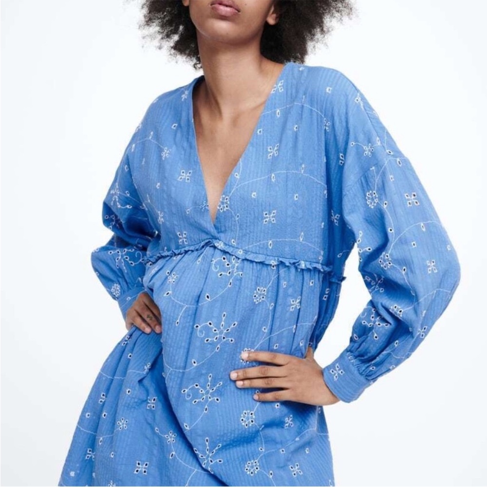 Zara embroidered babydoll dress